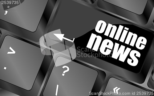 Image of online news button on computer keyboard key