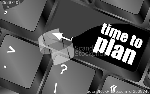 Image of future time to plan concept with key on computer keyboard