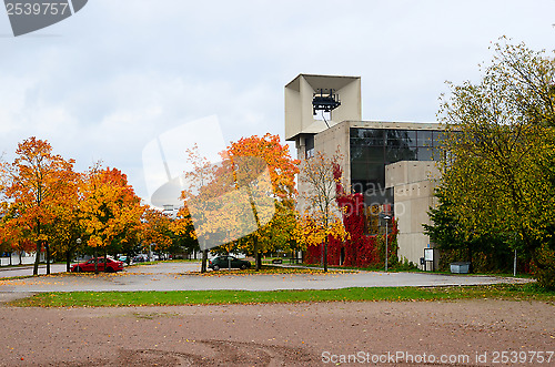 Image of church building with a bell tower in Järvenpää, Finland