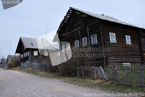 Image of traditional wooden house in the northern village, Russia