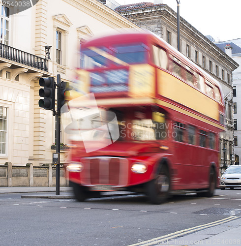 Image of Red vintage bus in London. 