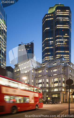 Image of Red Bus in City of London 