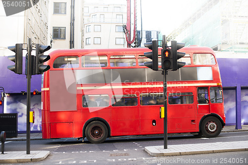 Image of Red vintage bus in London. 