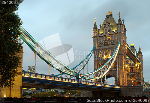 Image of London Tower bridge on sunset