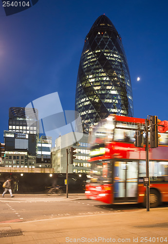 Image of Red Bus in City of London 