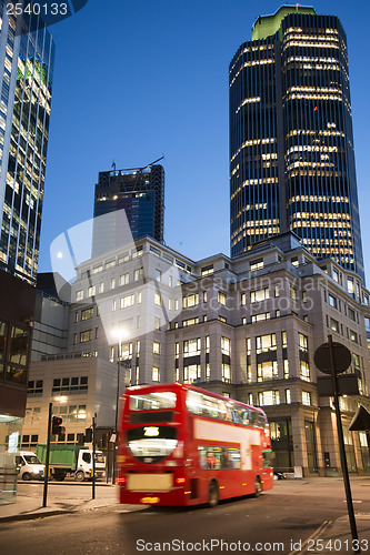 Image of Red Bus in City of London 