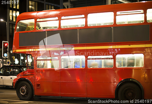 Image of Red vintage bus in London. 