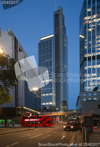 Image of Red Bus in City of London 