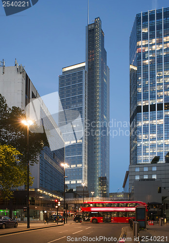 Image of Red Bus in City of London 