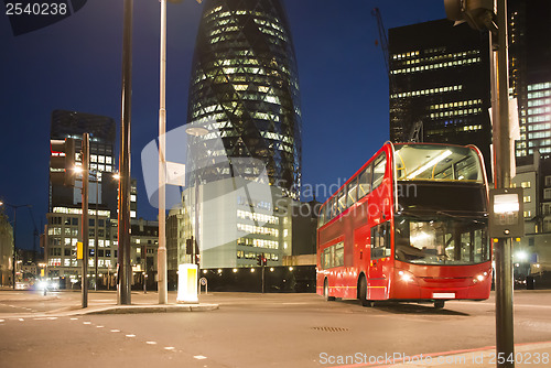 Image of Red Bus in City of London 