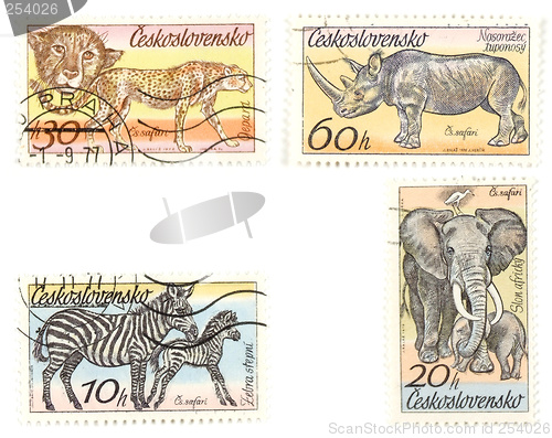 Image of African animals on postage stamps