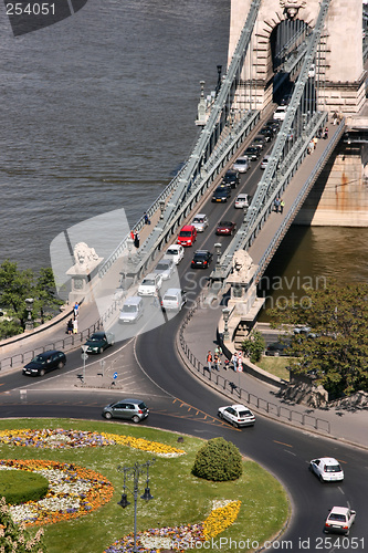 Image of Roundabout and Chain Bridge in Budapest