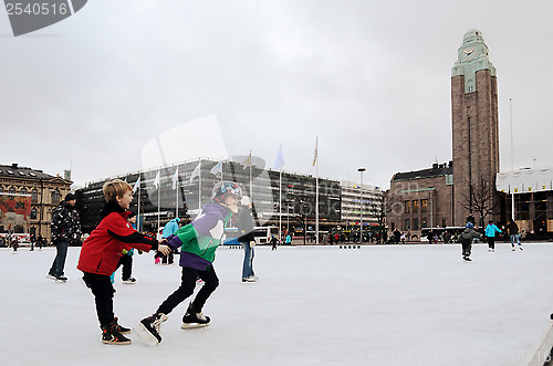 Image of HELSINKI, FINLAND ? NOVEMBER 25: skating rink in the city center