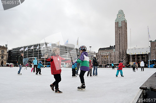 Image of HELSINKI, FINLAND ? NOVEMBER 25: skating rink in the city center