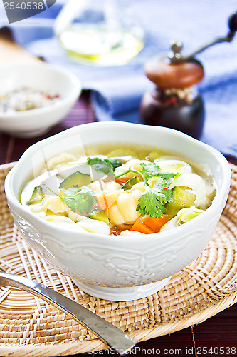 Image of Vegetables soup with pasta