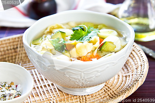 Image of Vegetables soup with pasta
