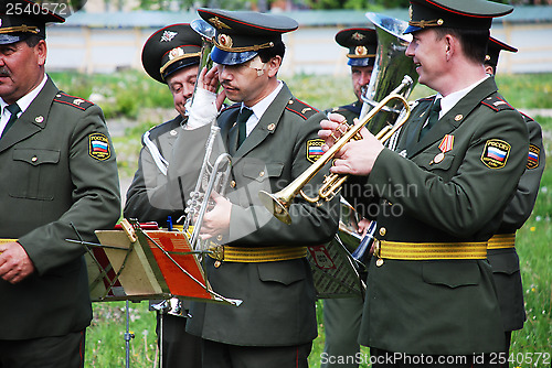 Image of PETROZAVODSK, RUSSIA ? JUNE 8: military band musicians perform o