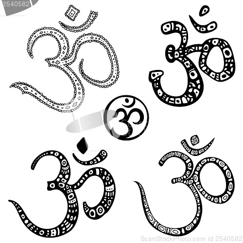 Image of Ohm. Om Aum Symbol.  Hand drawn illustration.