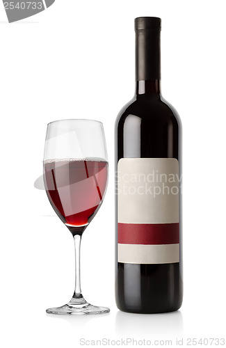 Image of Bottle of red and wineglass