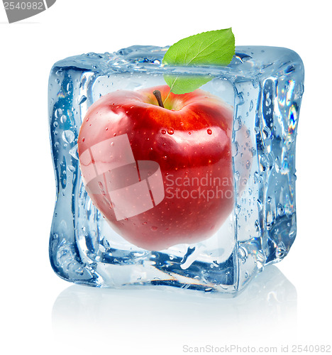 Image of Ice cube and red apple