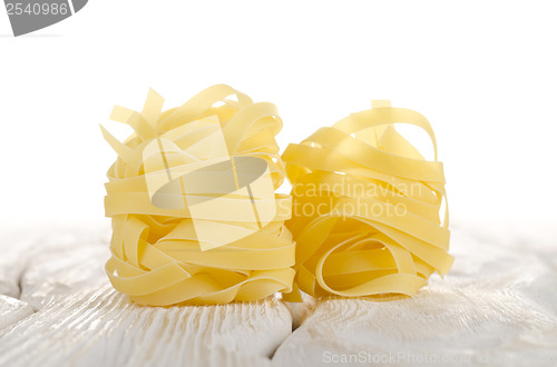 Image of Tagliatelle on a white table