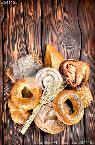 Image of Bakery products on wooden boards