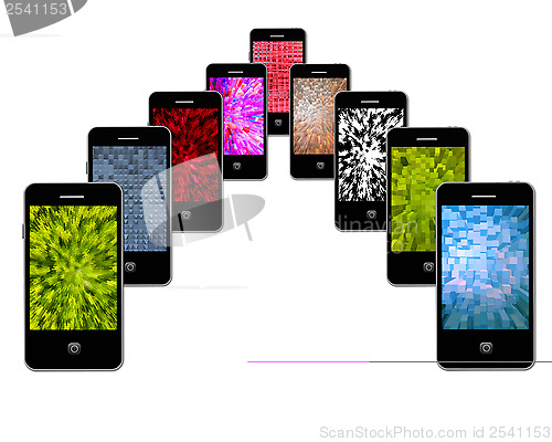 Image of mobile phones with different abstract textures