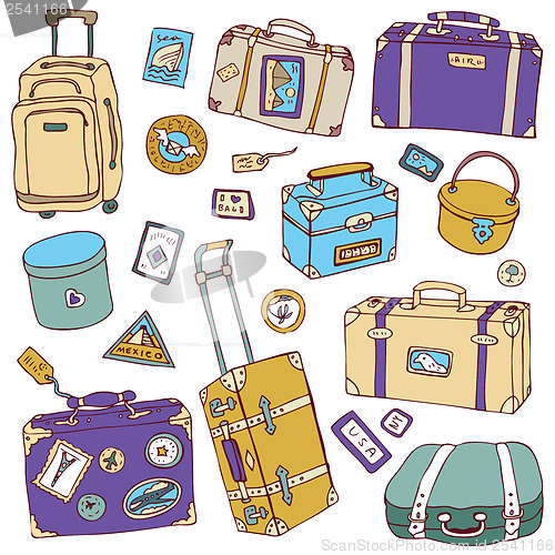 Image of Vintage suitcases set. Travel Vector illustration.