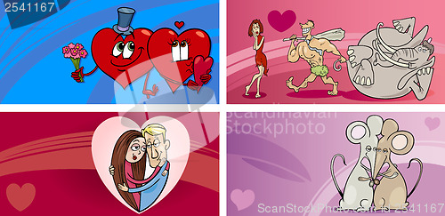 Image of valentine cartoon greeting cards set