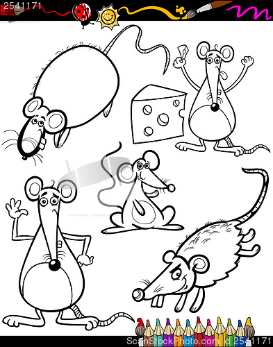 Image of Cartoon Rodents for Coloring Book