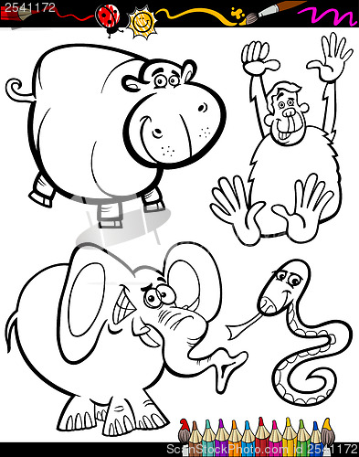 Image of Cartoon Animals for Coloring Book