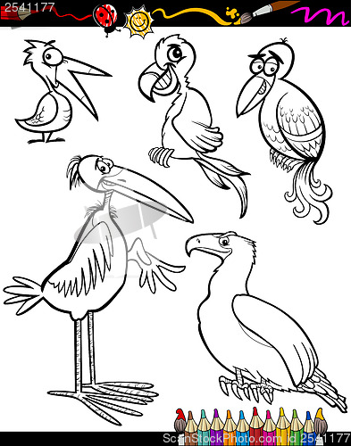 Image of Cartoon Birds for Coloring Book