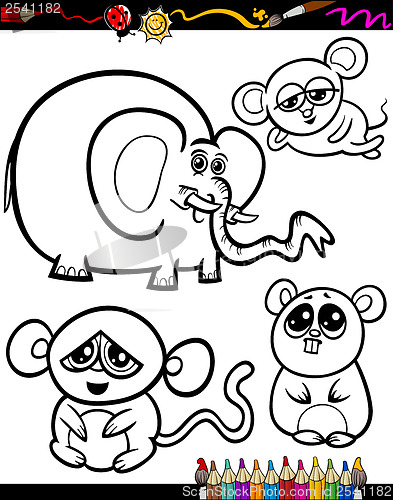 Image of Cartoon Animals for Coloring Book