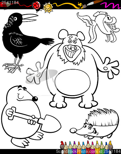 Image of Cartoon Animals for Coloring Book
