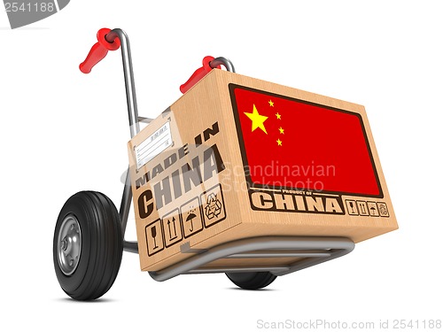Image of Made in China - Cardboard Box on Hand Truck.