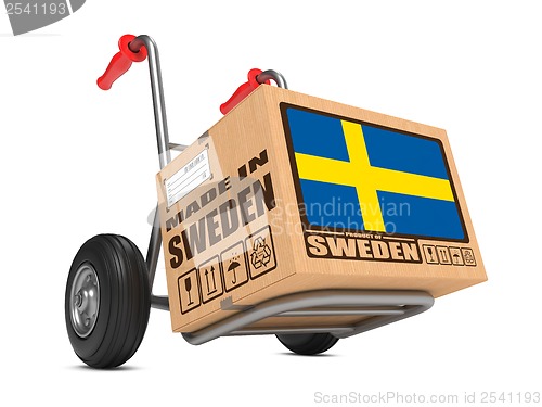 Image of Made in Sweden - Cardboard Box on Hand Truck.