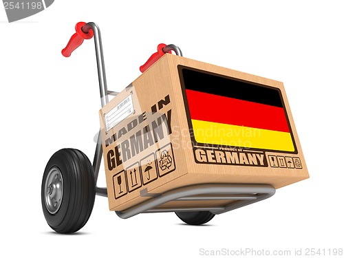 Image of Made in Germany - Cardboard Box on Hand Truck.