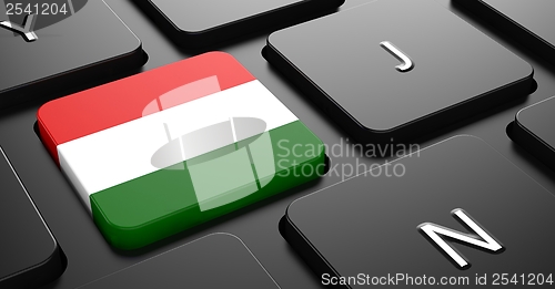 Image of Hungary - Flag on Button of Black Keyboard.