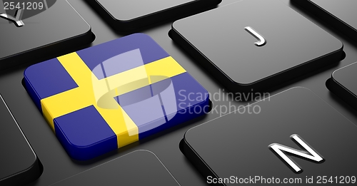 Image of Sweden - Flag on Button of Black Keyboard.