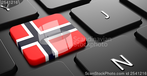 Image of Norway - Flag on Button of Black Keyboard.