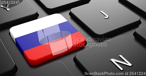 Image of Russia - Flag on Button of Black Keyboard.