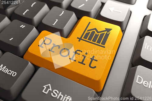 Image of Profit on Orange Keyboard Button.