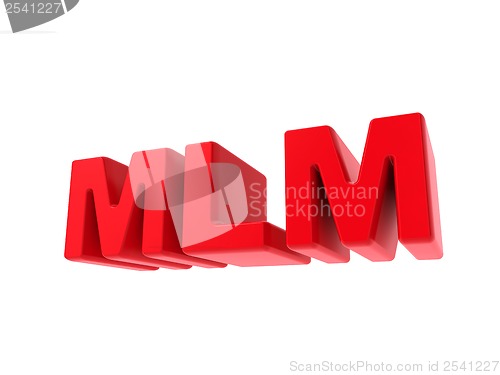 Image of MLM - Red Text Isolated on White.