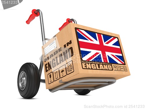 Image of Made in England - Cardboard Box on Hand Truck.