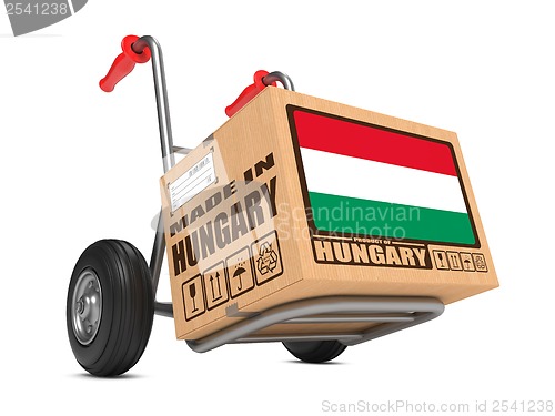 Image of Made in Hungary - Cardboard Box on Hand Truck.