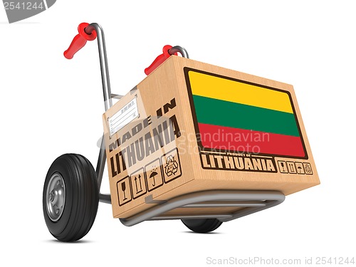 Image of Made in Lithuania - Cardboard Box on Hand Truck.
