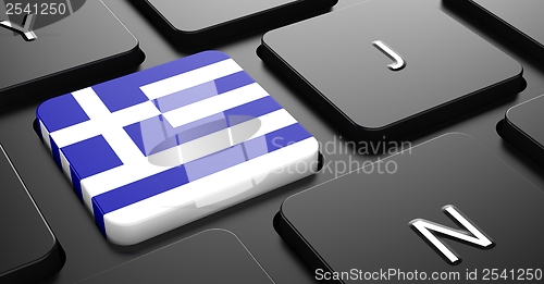 Image of Greece - Flag on Button of Black Keyboard.