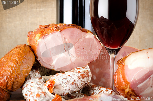 Image of Wine and meat products