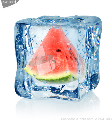 Image of Ice cube and watermelon