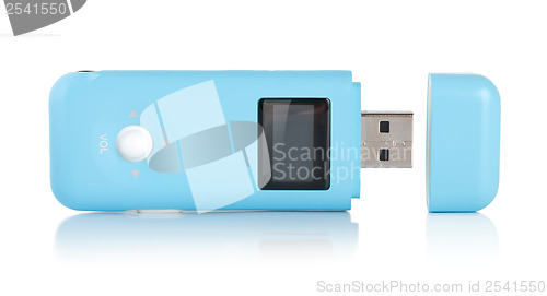 Image of Blue MP3 player isolated